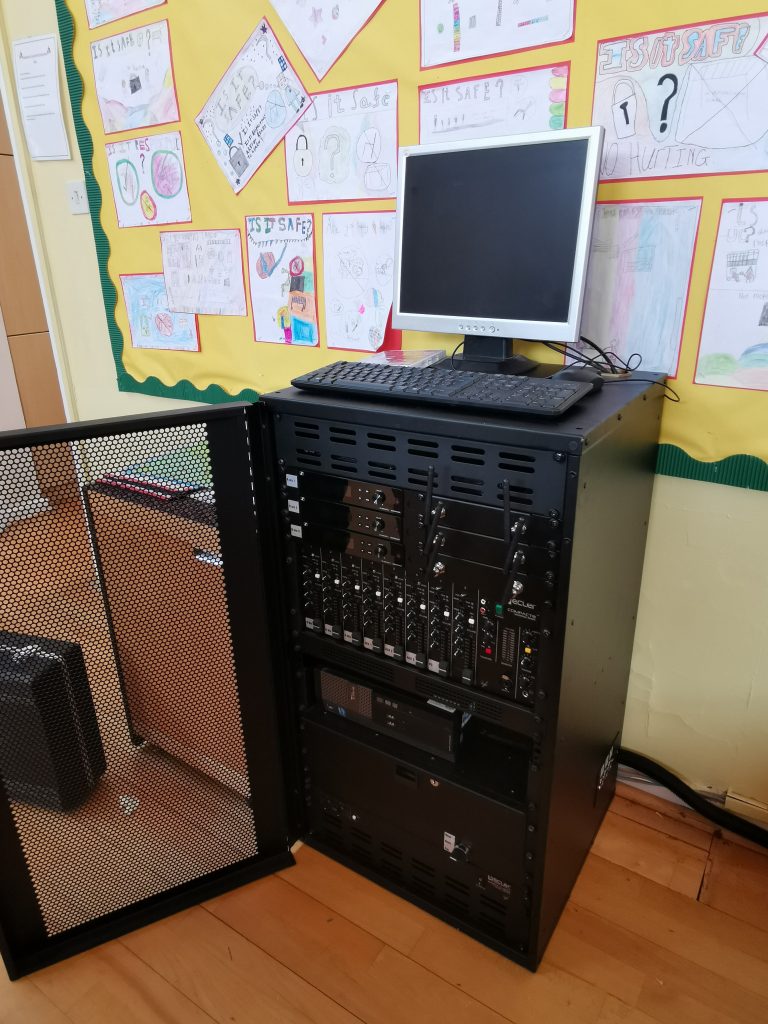 Sound mixer rack for school hall installation Essex