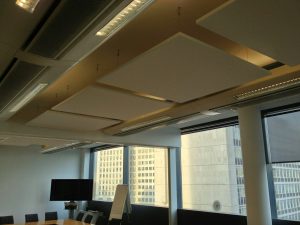 Sound absorbing panels installed on roof