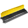 1meter long cable bridge cover to protect cables from vehicles and tripping when crossing a surface. Interlocked heavy duty rubber with yellow high visibility top