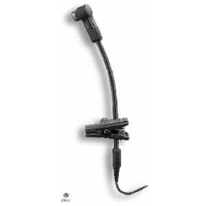 clip on microphone which clips to the bell of an instrument and plugs into a Sennheiser radio beltpack