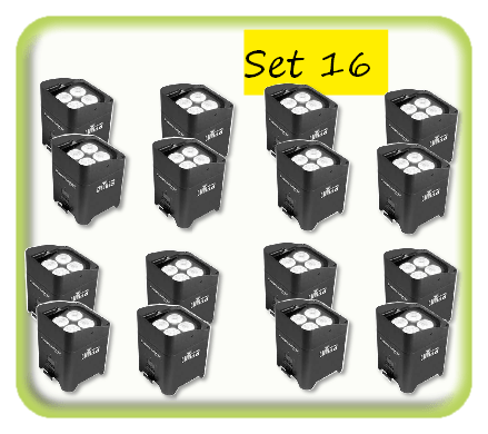 Package of 16 battery uplighters hire