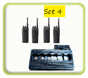 Package of 4 event radios with base charger station rental