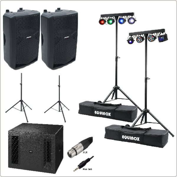 Medium party speaker package with sub lights