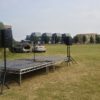 Small fete stage and pa system on a field